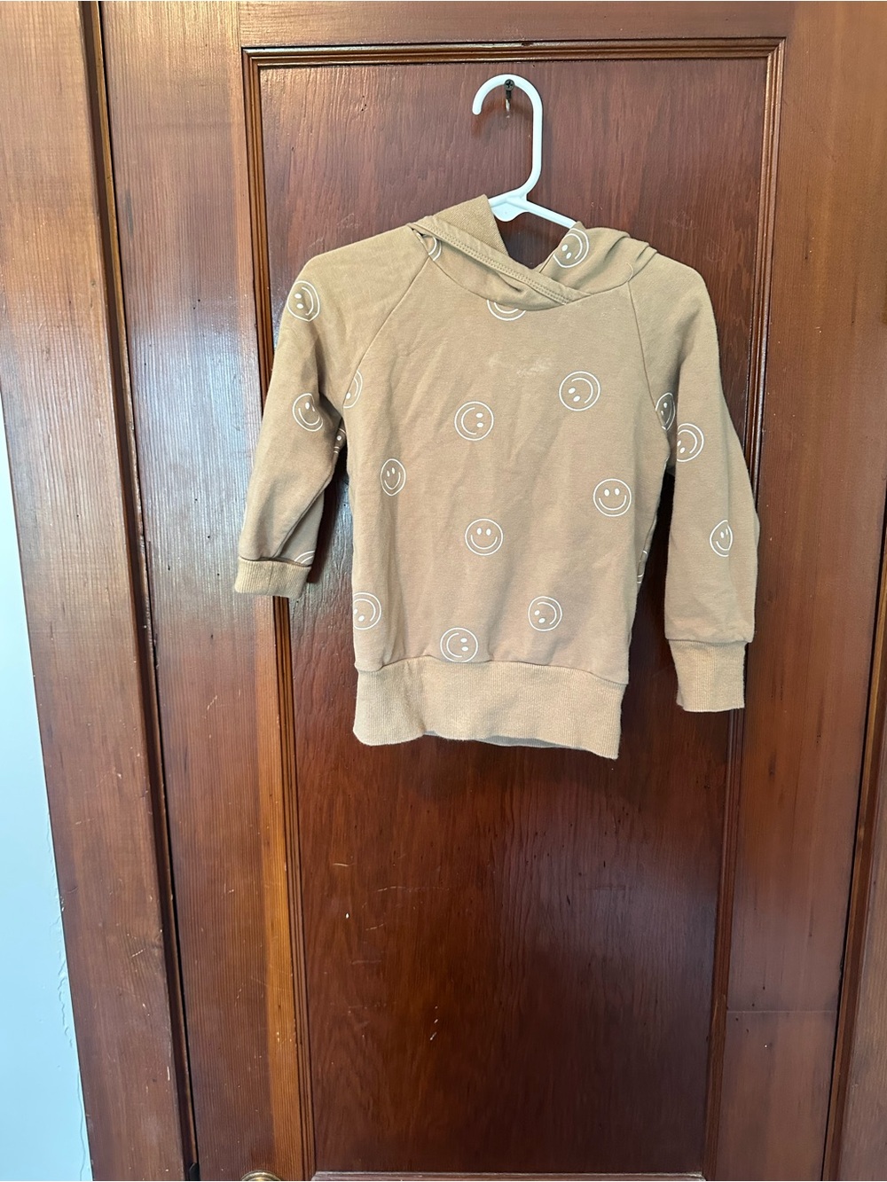 Kids Tan Smiley Hoodie Sweatshirt